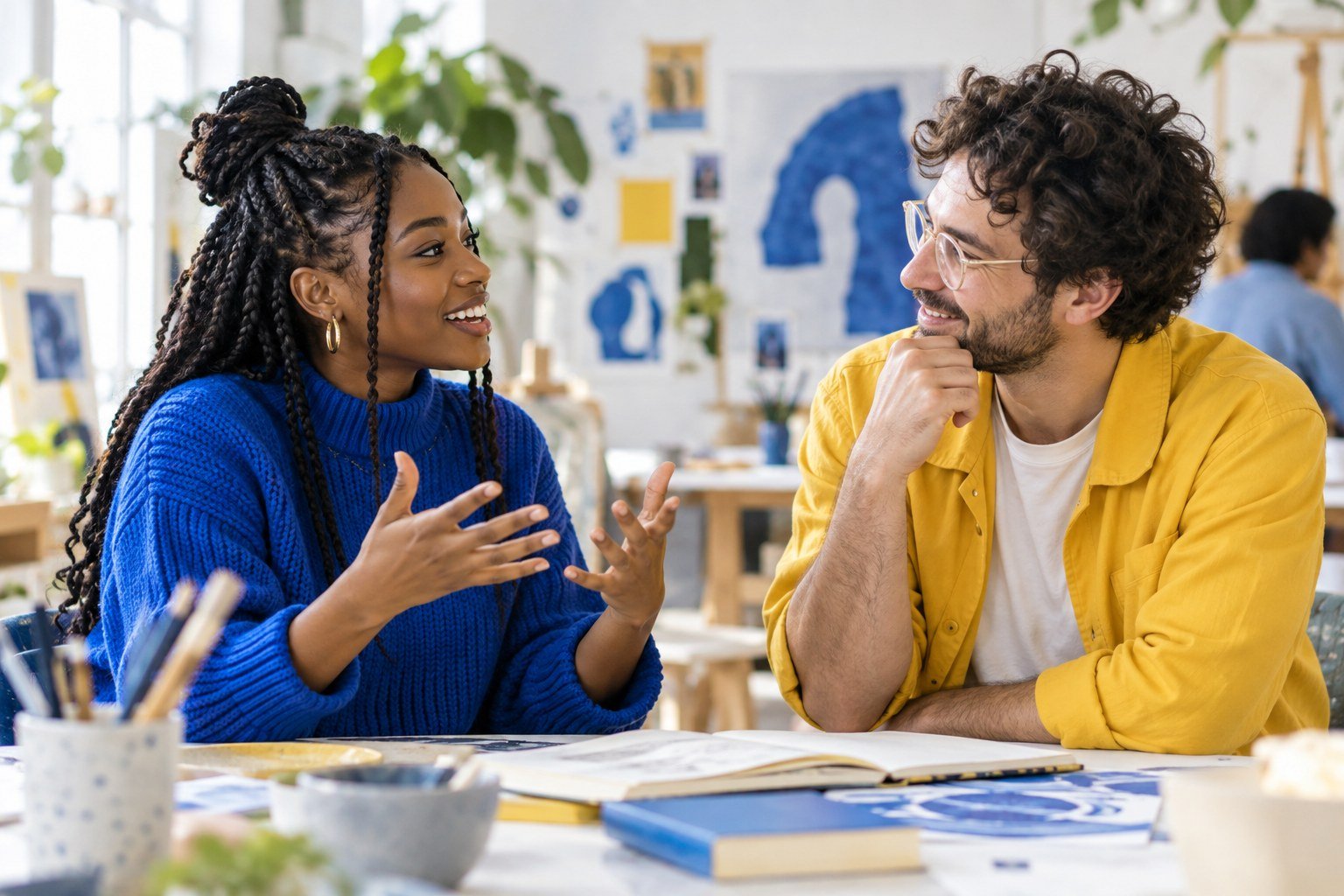 Segundo quadro: duas pessoas em conversa